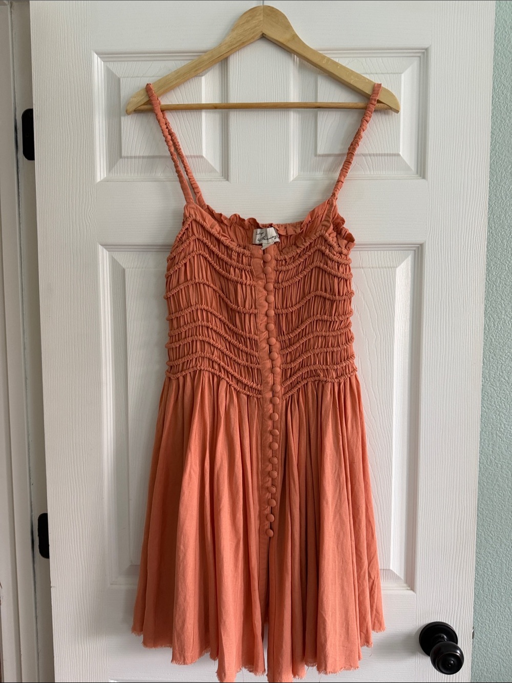 Vici Vintage Havana Coral Smocked Dress